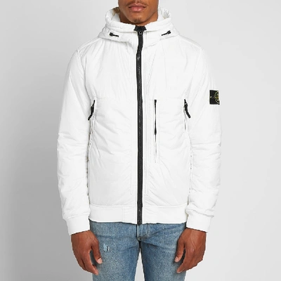 Shop Stone Island Garment Dyed Crinkle Reps Ny Piping Hooded Jacket In White