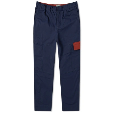 Shop Kenzo Tapered Cropped Cargo Pant In Blue