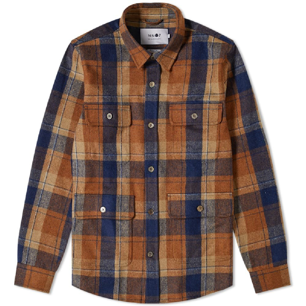 Nn07 Eddard Shirt Jacket In Brown Modesens