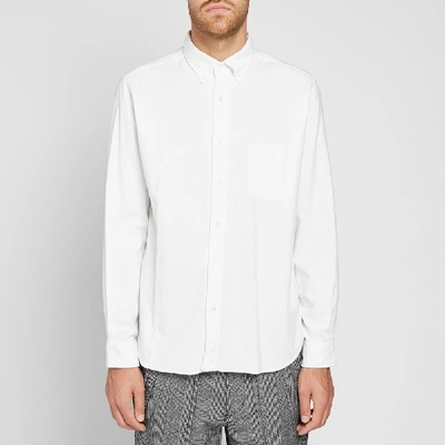 Shop Beams Plus Solid Flannel Shirt In White