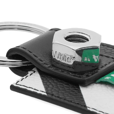 Shop Off-white Leather Diagionals Keys Holder In Black