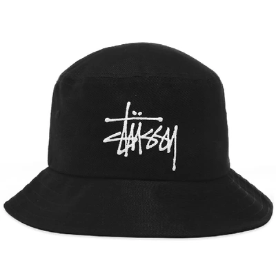 Shop Stussy Big Logo Bucket Hat In Black