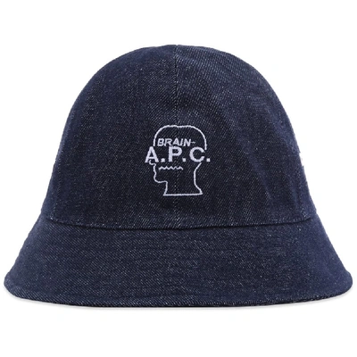 Shop A.p.c. X Brain Dead Bob Denim Bucket Hat In Blue