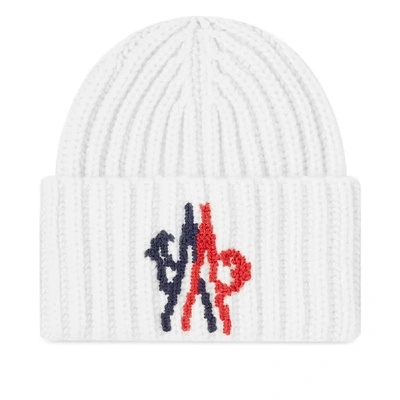 Shop Moncler Genius - 2 Moncler 1952 - Oversized Intarsia Logo Beanie In White