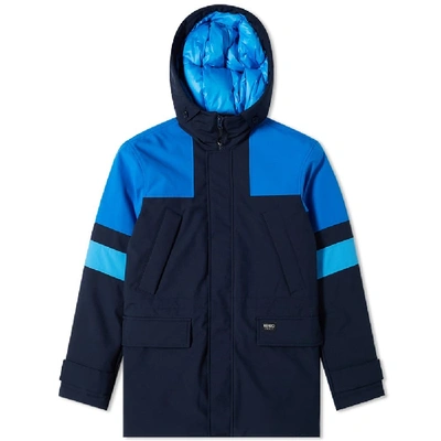 Shop Kenzo Colour Block Parka In Blue