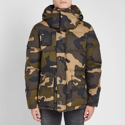 Shop Moncler Dary Camo Down Filled Jacket In Green