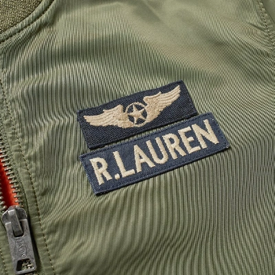 Shop Polo Ralph Lauren Ma-1 Patch Bomber Jacket In Green