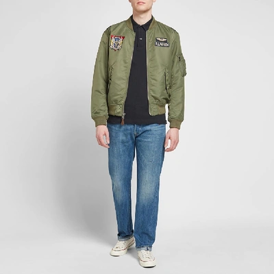 Shop Polo Ralph Lauren Ma-1 Patch Bomber Jacket In Green