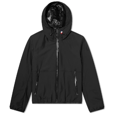 Shop Moncler Duport Hooded Soft Shell Jacket In Black