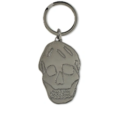 Shop Alexander Mcqueen Skull Keyring In Grey