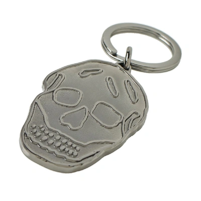 Shop Alexander Mcqueen Skull Keyring In Grey