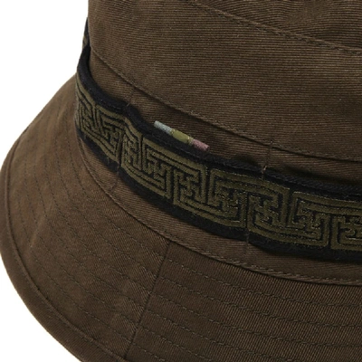 Shop Maharishi Embroidered Bucket Hat In Brown