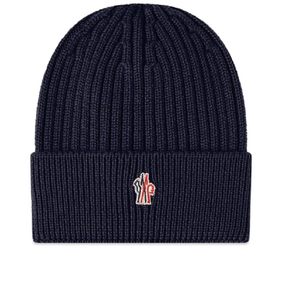 Shop Moncler Grenoble Rib Beanie In Blue