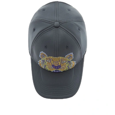 Shop Kenzo Tiger Embroidered Neoprene Cap In Grey