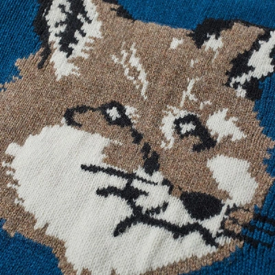 Shop Maison Kitsuné Fox Head Knit In Blue