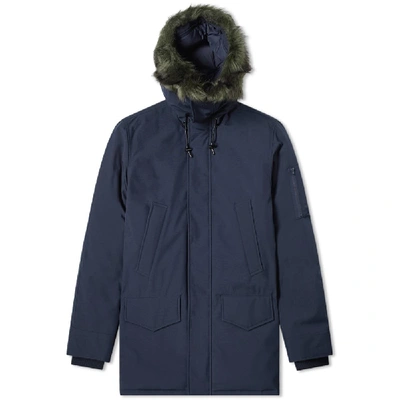 Shop Kenzo Faux Fur Hooded Parka In Blue