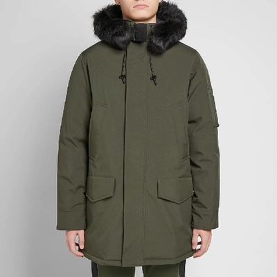 Shop Kenzo Faux Fur Hooded Parka In Green