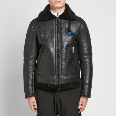 Shop Off-white Offf Shearling Jacket In Black