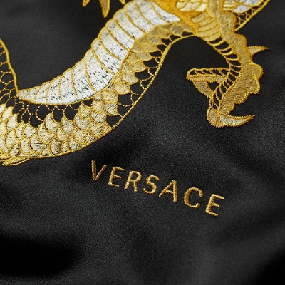 Shop Versace Medusa & Dragon Varsity Jacket In Black