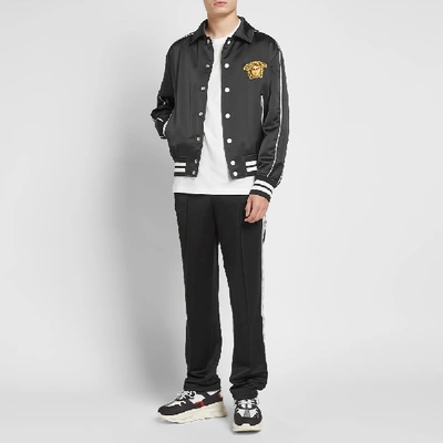 Shop Versace Medusa & Dragon Varsity Jacket In Black