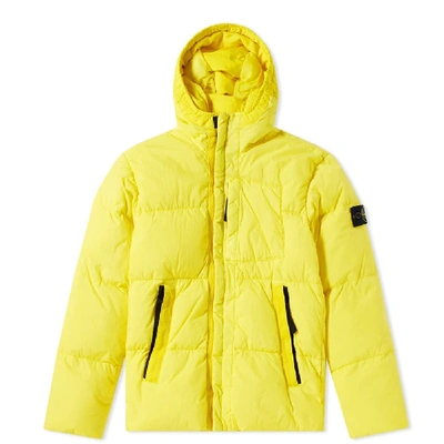Stone Island Junior Down Filled Crinkle Reps Hooded Jacket In Yellow |  ModeSens