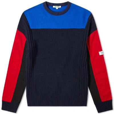 Shop Kenzo Felted Colour Block Knit In Multi