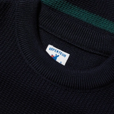 Shop Arpenteur Tennis Stripe Crew Knit In Blue