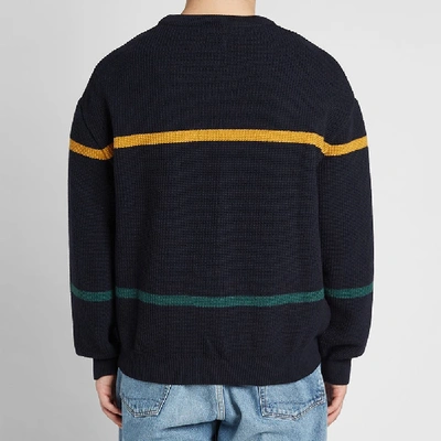 Shop Arpenteur Tennis Stripe Crew Knit In Blue