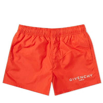 Shop Givenchy Logo Short Swim Short In Red