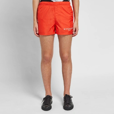 Shop Givenchy Logo Short Swim Short In Red