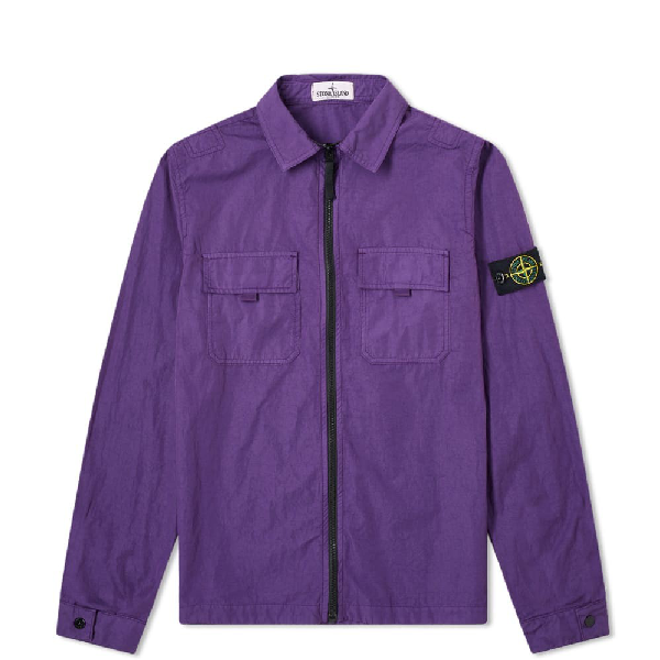Stone Island Junior Zip Overshirt In Purple | ModeSens