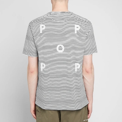 Shop Pop Trading Company Pop Trading Company Harde Stripe Pocket Tee In Grey