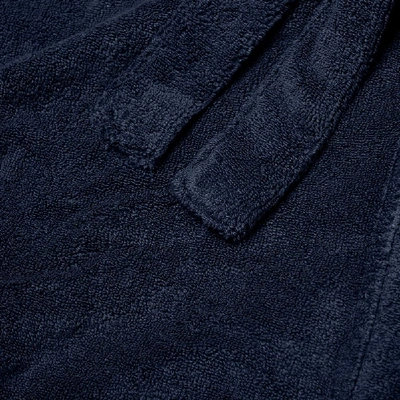 Shop Schiesser Hooded Towelling Bath Robe In Blue