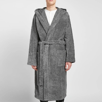 Shop Schiesser Hooded Towelling Bath Robe In Grey