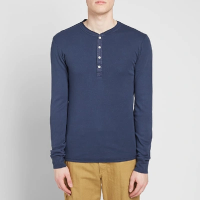 Shop Schiesser Karl-heinz Long Sleeve Henley In Blue