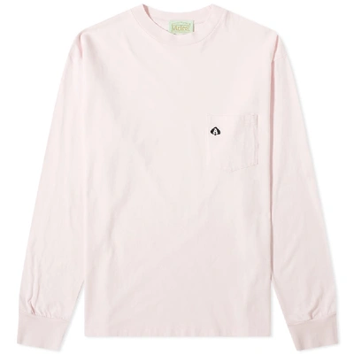 Shop Aries Long Sleeve Pocket Logo Tee In Pink
