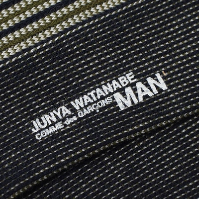 Shop Junya Watanabe Man Jacquard Stripe Sock In Green