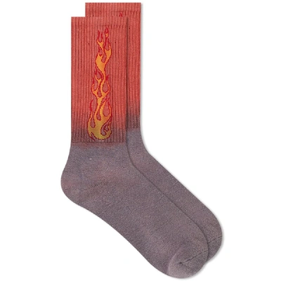Shop Palm Angels Flame Sock In Red
