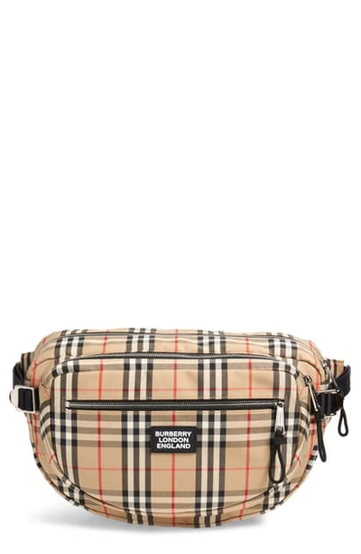 Shop Burberry Large Canon Vintage Check Belt Bag In Archive Beige