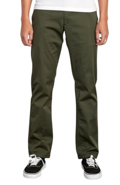 Shop Rvca Week End Solid Straight Leg Pants In Forest