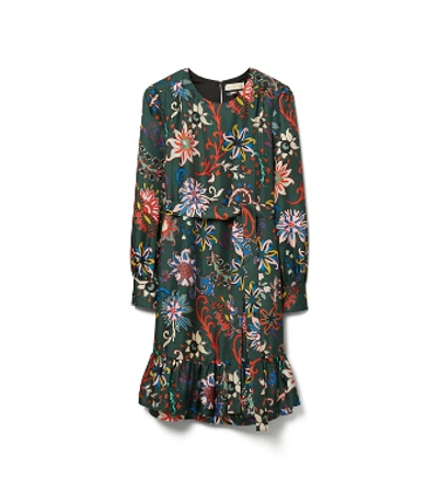 Shop Tory Burch Printed Silk Twill Shift Dress In Black Mountain Floral