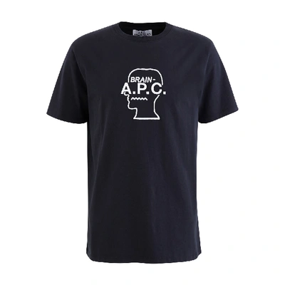 Shop Apc Logo Tee-shirt X Brain Dead In Navy
