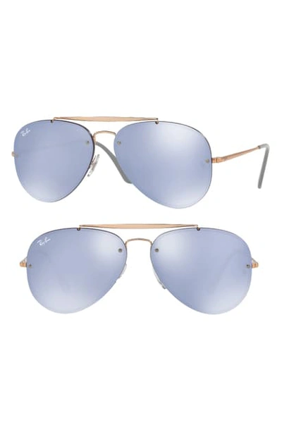 Shop Ray Ban 58mm Aviator Sunglasses - Blue Silver