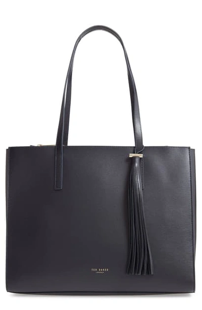 Shop Ted Baker Large Narissa Leather Tote In Dark Blue