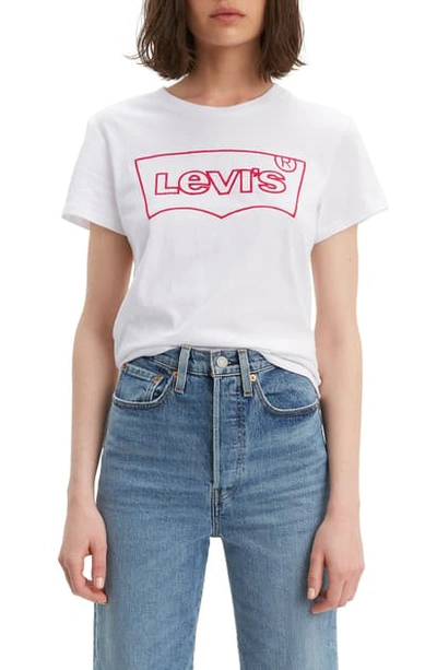 Shop Levi's The Perfect Tee In Hsmk Outline White