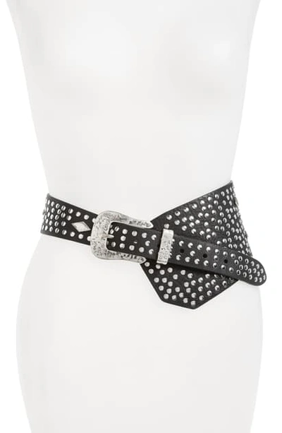 Shop Isabel Marant Lowli Studded Asymmetrical Belt In Black/ Silver