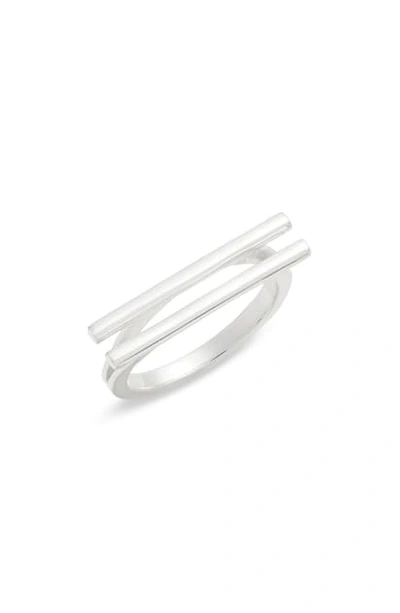 Shop Argento Vivo Double Bar Ring In Silver