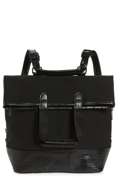 Shop Beis The Everyday Convertible Backpack In Black With Croc