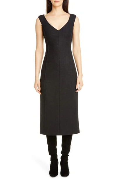 Shop Theory Paneled Sleeveless Wool Midi Dress In Charcoal Melange
