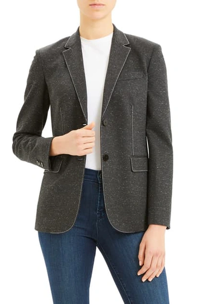 Shop Theory Classic Topstitched Blazer In Charcoal